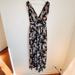 Floral, open back evening gown